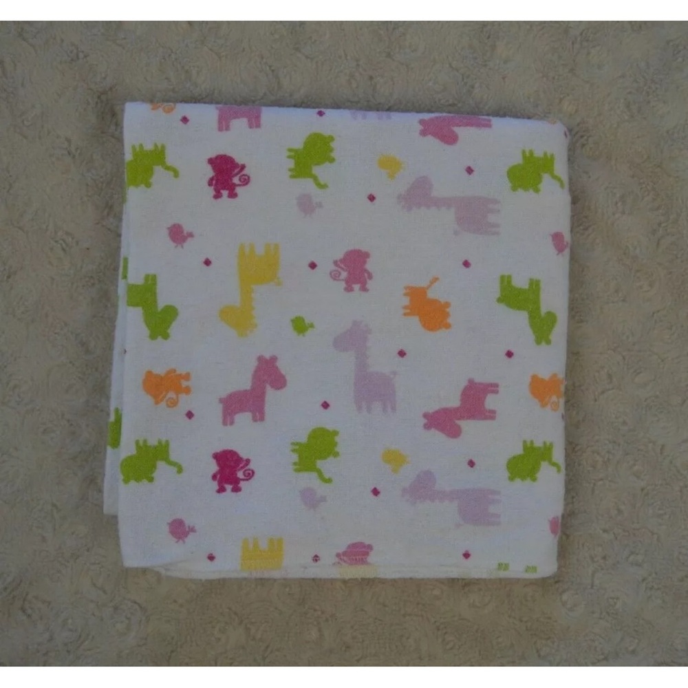 Garanimals Baby Receiving Blanket Safari Animals Giraffe Monkey Pink White Green